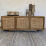 Load image into Gallery viewer, Wood Rattan 3 Door Cabinet

