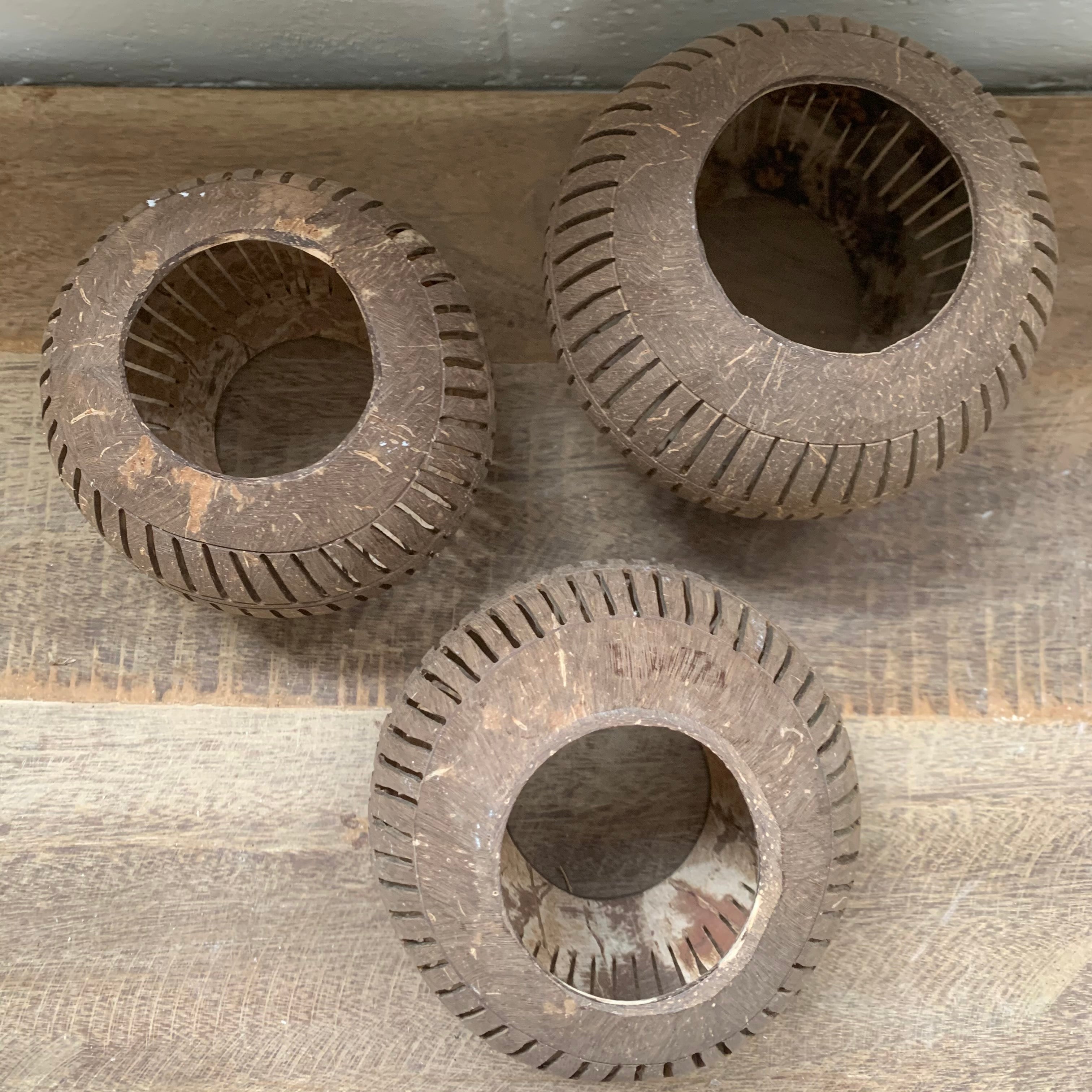 Carved Coconut Shell Pots