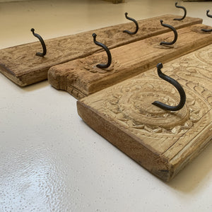 Wood triple coat hook