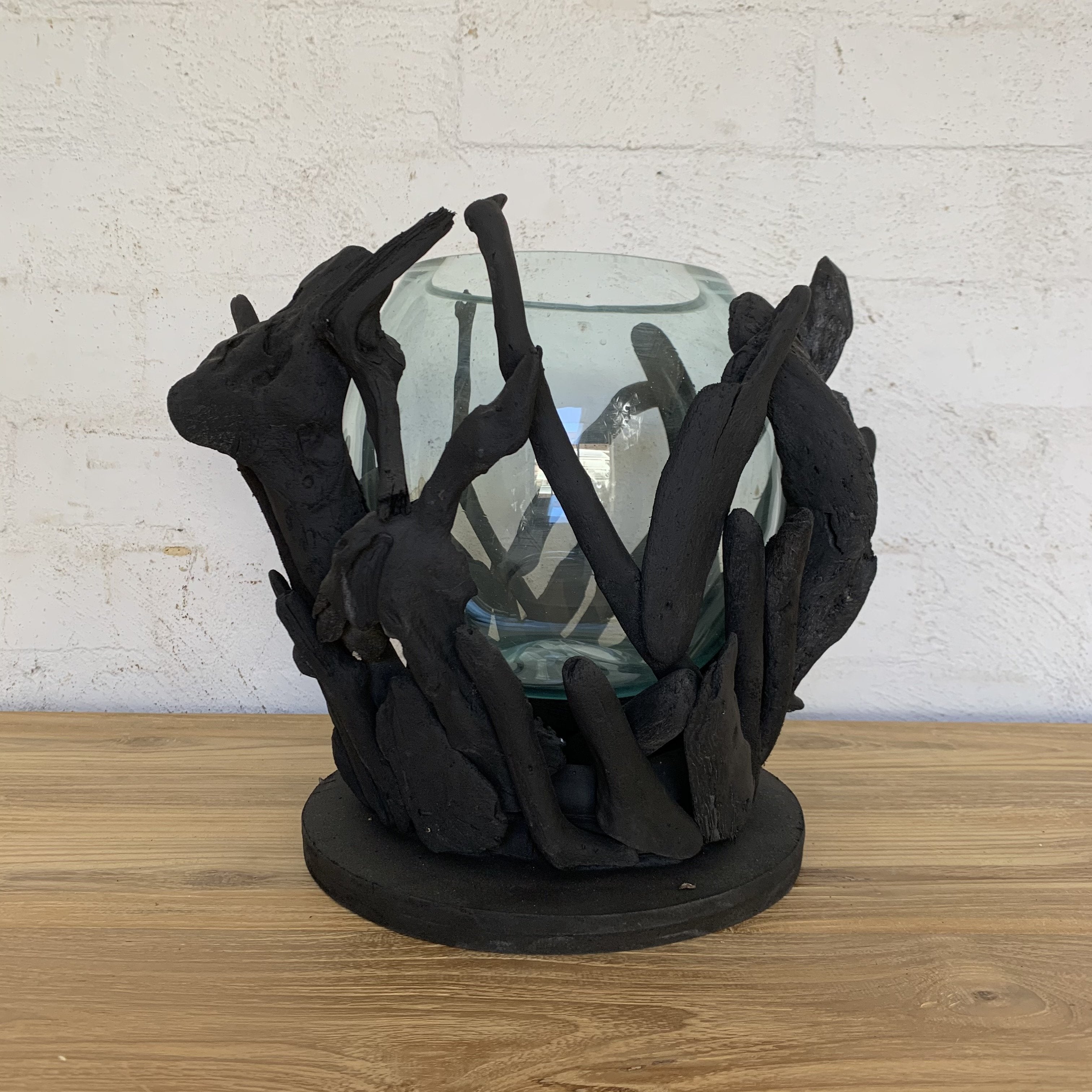 Wood and Glass Candle Holder