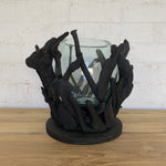 Load image into Gallery viewer, Wood and Glass Candle Holder
