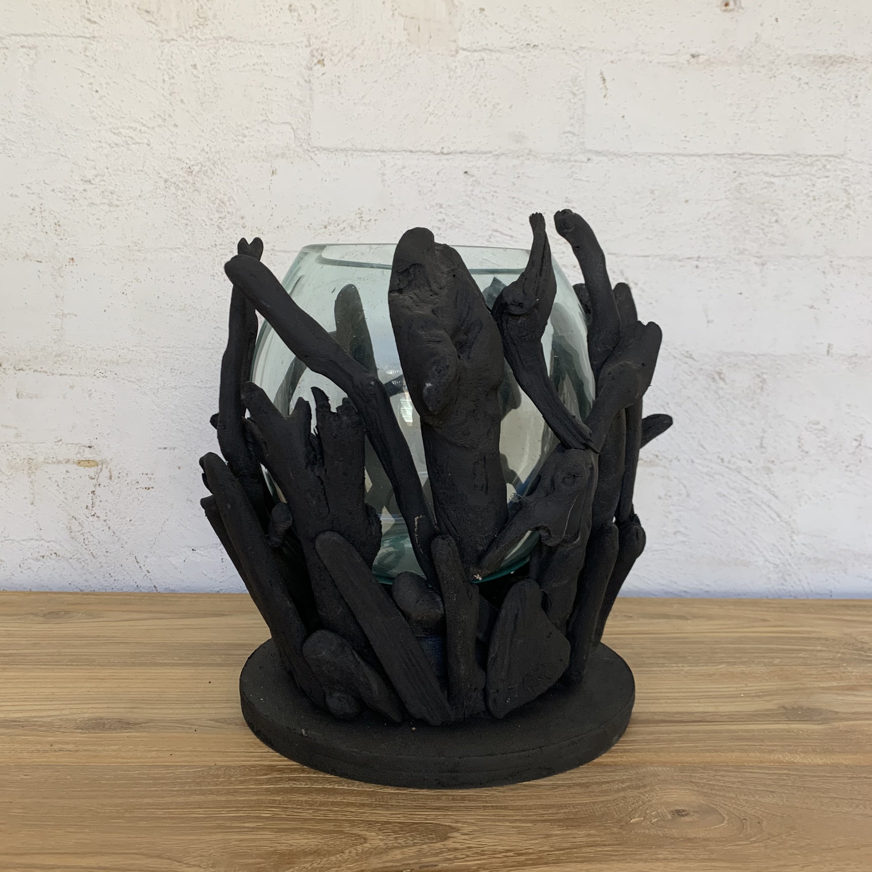 Wood and Glass Candle Holder