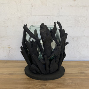 Wood and Glass Candle Holder