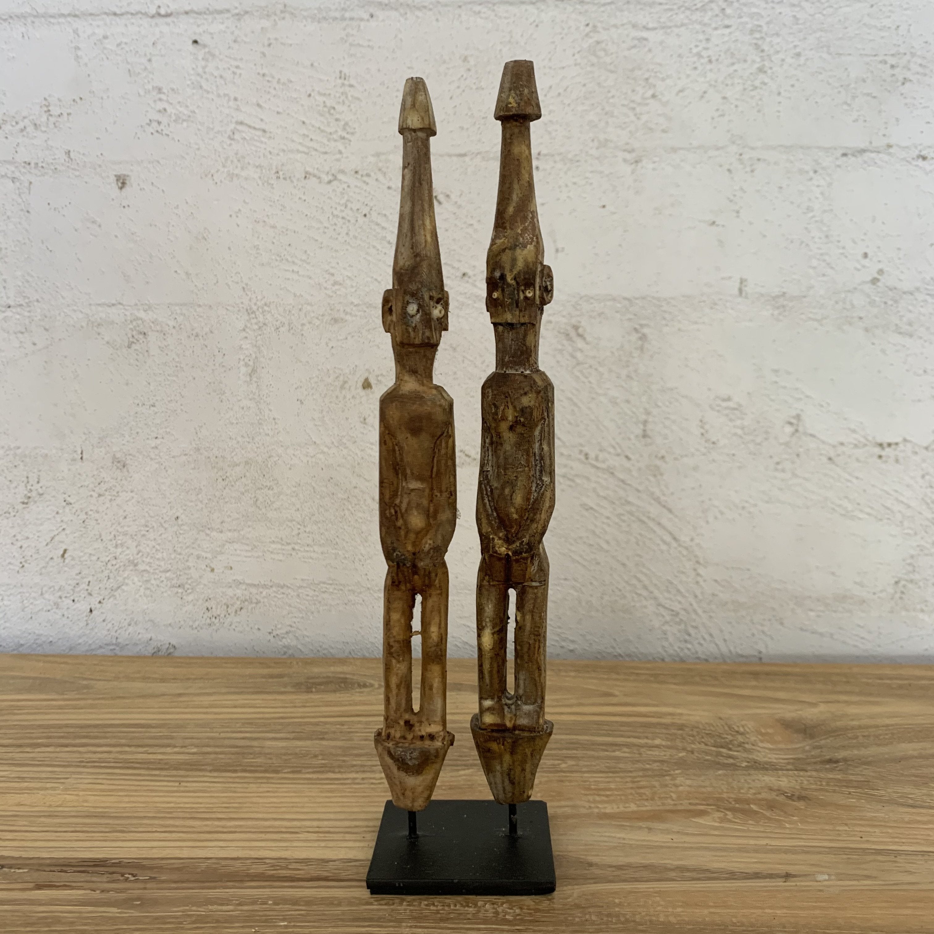 Wood Double Figurine on Stand