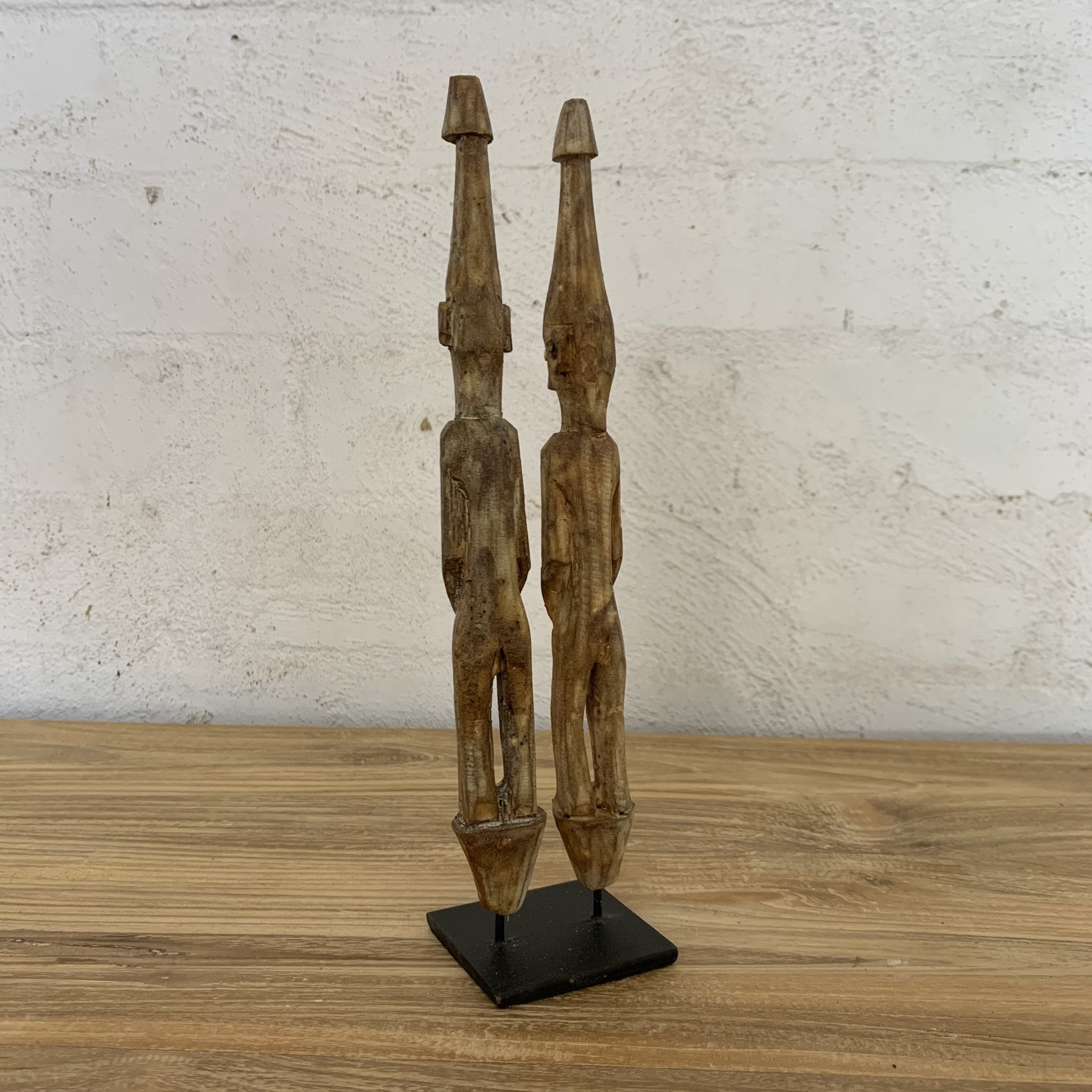 Wood Double Figurine on Stand